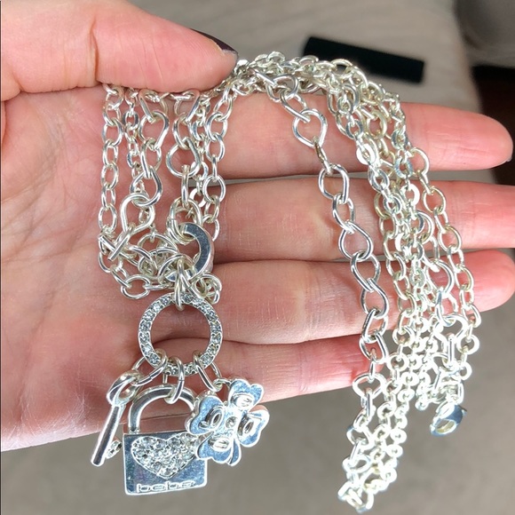 Bebe necklace in silver with key lock flower - Picture 2 of 8